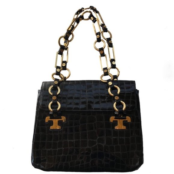 TORY BURCH VINTAGE PATENT LEATHER CROC BAG - RARE! - Picture 1 of 10